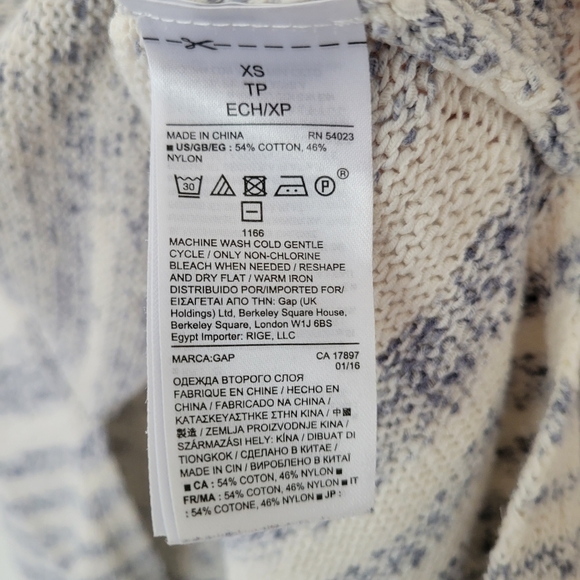 GAP Boho‎ Sprited 3/4 Sleeve Ivory Gray Cozy Comfy Cotton Knit XS - Picture 7 of 7